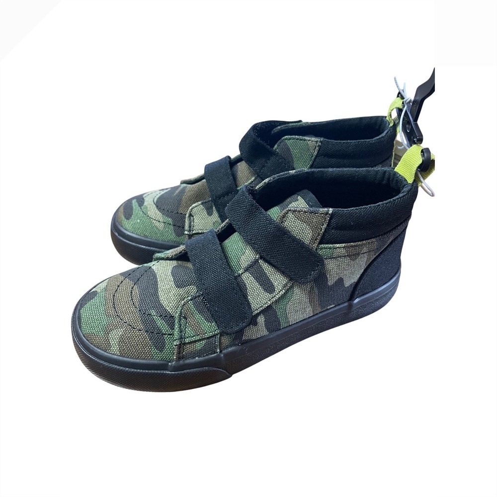 Old Navy Kids Camo High Top Sneakers Camouflage Hook Loop‎ Size 11 NEW no-tie